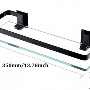 Raft pentru baie Encoft, aluminiu/sticla, transparent/negru, 35 x 12 x 4,4 cm - Img 7
