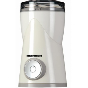 Rasnita electrica Heinner HCG-150P, Putere 150W, Capacitate 50 g, Cutit de inox, Alb