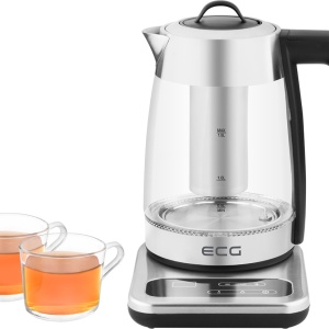 RESIGILAT - Fierbator electric cu infuzor pentru ceai ECG RK 1891 INFUSO, 1,8 L, 2200W, otel inoxidabil si sticla