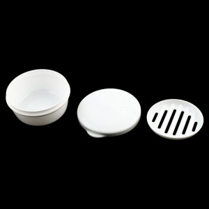 Sapuniera cu capac Sourcingmap, plastic, alb, 9,7 x 4,5 cm - Img 2