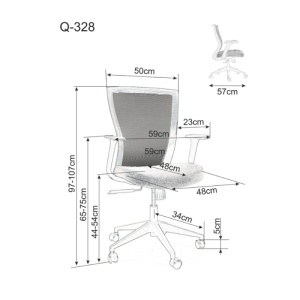 Scaun birou egonomic SL Q328, inaltime reglabila, spatar mesh, Negru/Gri - Img 4