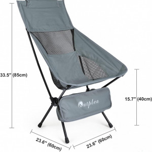 Scaun de camping pliabil Lafocuse, aliaj de aluminiu/poliester, negru/gri, 60 x 60 x 85 cm - Img 2