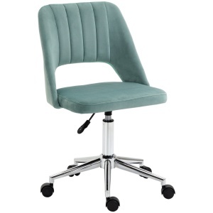 Scaun ergonomic pentru birou, metal/ catifea, verde petrol/argintiu, 49 x 54 x 79-91 cm