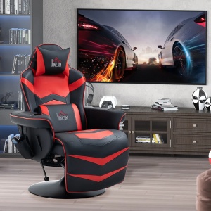Scaun gaming cu masaj 6 puncte 78x80x111.5 cm, inclinare 150°, suport picioare, piele ecologica, baza otel 360°, negru si rosu - Verificat A · Re-Bloom - Img 2