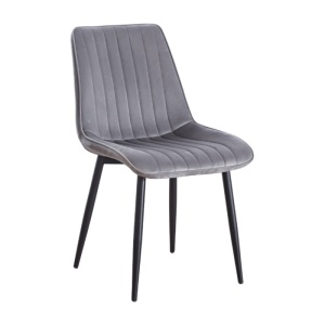 Scaun living AB176, catifea, picioare metalice, 88x47x42 cm, sarcina maxima 100 kg, gri - Img 1