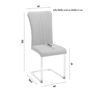 Scaun Sergio, gri, 43x102x59.5 cm - Img 3