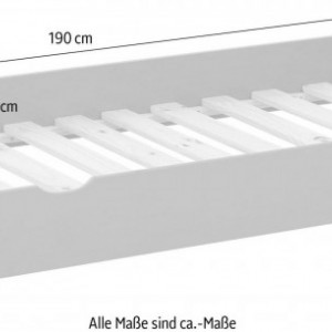 Sertar pentru depozitare Alpi lemn masiv de pin, alb, 90 x 200 cm - Img 2