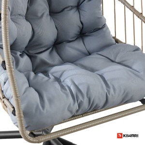 Set 10 balansoare suspendate tip cuib Kiwari Zen 60x80x116 cm, suport metalic 200 cm, plastic rezistent, casa/gradina/terasa, negru - Img 6