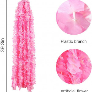 Set 10 ghirlande de flori artificiale Hawesome, plastic, roz inchis, 100 cm - Img 2