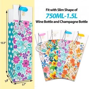 Set 12 pungi pentru sticle de vin Anzon Mories, carton, multicolor, 33, 7 x 9, 3 x 9, 9 cm - Img 2
