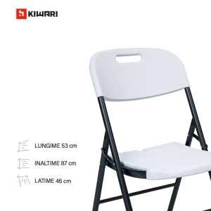 Set 12 x 2 scaune gradina pliabile Kiwari 46x53x87 cm, cadru metalic, 120 kg, terasa/balcon/camping, alb - Img 5