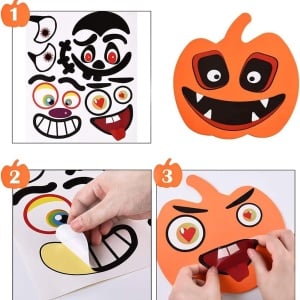 Set 16 dovleci si 14 autocolante pentru Halloween Yxhzvon, spuma/PVC, multicolor