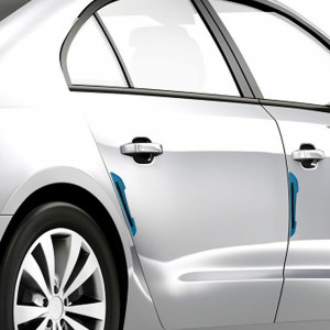Set 2 autocolante reflectorizante de protectie pentru oglinda/portiera Risunpet, rasina/fibra de carbon, albastru, 16 x 1,3/2,3 cm - Img 3