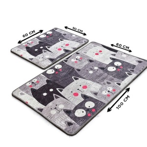 Set 2 covorase de baie, catifea 100%, 50x60 cm + 60x100 cm, fir 10mm, antiderapant, antibacterian, lavabil 30°C, multicolor - Verificat A · Re-Bloom - Img 3