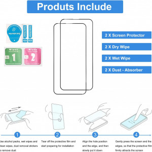 Set 2 folii de protectie pentru iPhone 14/13/13 Pro Wincheo, sticla securizata, transparent, 6,1 inchi - Img 2