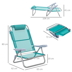 Set 2 scaune de camping pliabile cu tetiera si spatar reglabil in 6 pozitii, aluminiu/plasa transpirabila/spuma, 62x65x80 cm pliat 72x65x17 cm, sezut 47x39x20 cm, tetiera 25x13x5 cm, capacitate 120kg, albastru/gri - Verificat A · Re-Bloom - Img 3