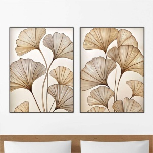 Set 2 tablouri decorative Re-Bloom, MDF, maro/alb, 60 x 80 cm - Img 1