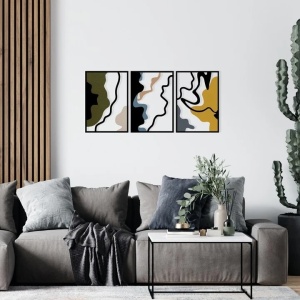 Set 3 decoratiuni de perete metal, dimensiune totala 118.5x54.5 cm, design modern, multicolor - Verificat A · Re-Bloom - Img 2