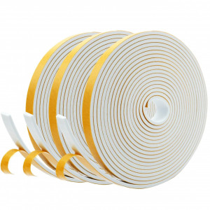 Set 3 role banda de etansare pentru usi si ferestre Taiyeestar, spuma, alb, 10 mm X 3mm x 5 m