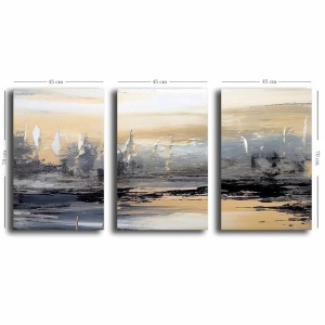 Set 3 tablouri decorative canvas triptic, 3x45x70 cm, dimensiune totala 145x70 cm, panza 100% 2.8mm, cadru lemn pin 100%, multicolor - Verificat A · Re-Bloom - Img 2