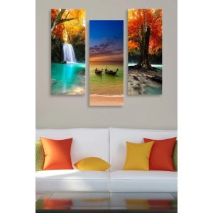Set 3 tablouri decorative, MDF 100% 3mm, 3x20x50 cm, total 70x50 cm, multicolor - Verificat A · Re-Bloom
