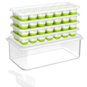 Set 4 forme pentru gheata, o caserola si o scafa AcrossSea, silicon, alb/verde/transparent