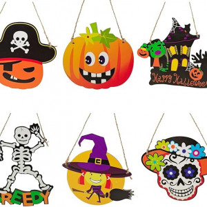 Set 6 decoratiuni Halloween Lumstar, lemn, multicolor