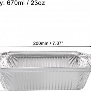 Set 8 tavi de unica folosinta Sourcing Map, aluminiu, argintiu, 20 x 11,5 x 4,6 cm