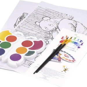 Set acuarela, 2 pensoane si 10 foi KreativKids, hartie, multicolor