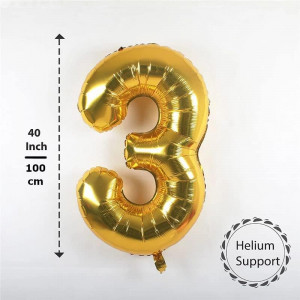 Set aniversar cu balon si lumanare pentru 8 ani REVIBOS, folie/ceara, auriu, 100 cm / 12,5 x 3,5 cm - Img 6