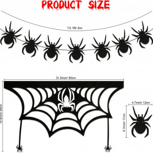 Set banner si decor pentru Halloween Qpout, pasla/hartie/plastic, negru, 4 m / 80 x 48 cm - Img 7