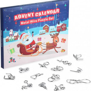 Set calendar de advent Kohmui, metal, argintiu, 24 piese