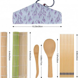 Set de 10 accesorii pentru sushi Killow, bambus, natur