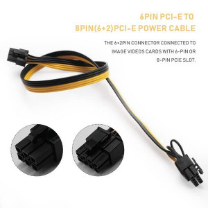 Set de 10 cabluri de alimentare cu 6+2 pini Smallterm, plastic, galben/negru, 50 cm - Img 6