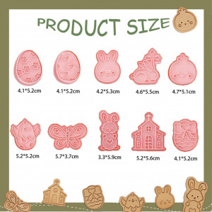 Set de 10 forme de prajituri pentru Paste ZELAITE, ABS , roz, 4,1-5,7 cm 