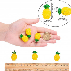 Set de 10 pandative model ananas pentru proiecte DIY Airssory, rasina, galben/verde, 32-33 mm - Img 5