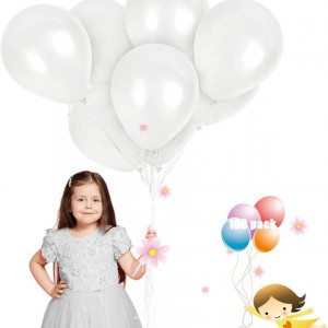 Set de 100 de baloane pentru petrecere JIASHA, latex, alb, 30 cm - Img 1