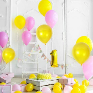 Set de 100 de baloane pentru petrecere JIASHA, latex, galben, 30 cm - Img 5