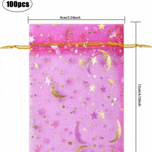 Set de 100 pungi cadou Smatime, organza, multicolor, 12 x 8 cm - Img 5