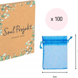 Set de 100 saculeti pentru cadouri Soul Projekt, organza, albastru, 7 x 9 cm - Img 7