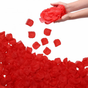 Set de 1000 petale de trandafir cu sir LED Sumind, textil, rosu, 5 x 5 cm - Img 5