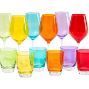 Set de 12 pahare Excelsa Happy Colour din sticlă, multicolor