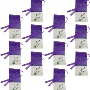 Set de 12 saculeti pentru lavanda Hemoton, mov, tifon, 15 x 7,2 cm - Img 1