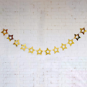 Set de 12 stele pentru petrecere HEIGOO, hartie, auriu, 12 cm - Img 3