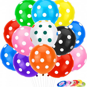 Set de 120 baloane si 6 panglici colorate Qpout, multicolor, latex, 25 cm