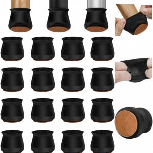 Set de 16 protectii pentru picioarele mobilierului Yuan & Chuang, silicon/pasla, negru/maro, 18-25 mm