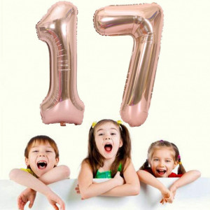 Set de 2 baloane pentru aniversare 17 ani Feelairy, folie, rose, 100 cm - Img 2