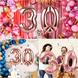 Set de 2 baloane pentru aniversare 30 ani Gwhole, folie, rose, 43 x 63 cm - Img 3