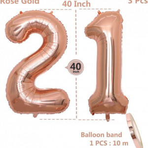 Set de 2 baloane Zooting, cifra 21, folie, rose, 101 cm - Img 7