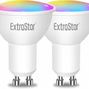 Set de 2 becuri ExtraStar, LED, RGB, metal/plastic, alb, 54 x 50 mm